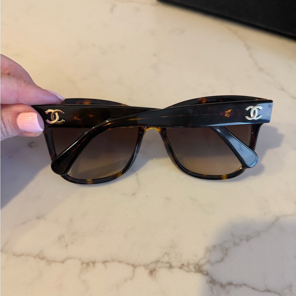 CHANEL Dark Tortoise Square Sunglasses - Picture 2 of 5
